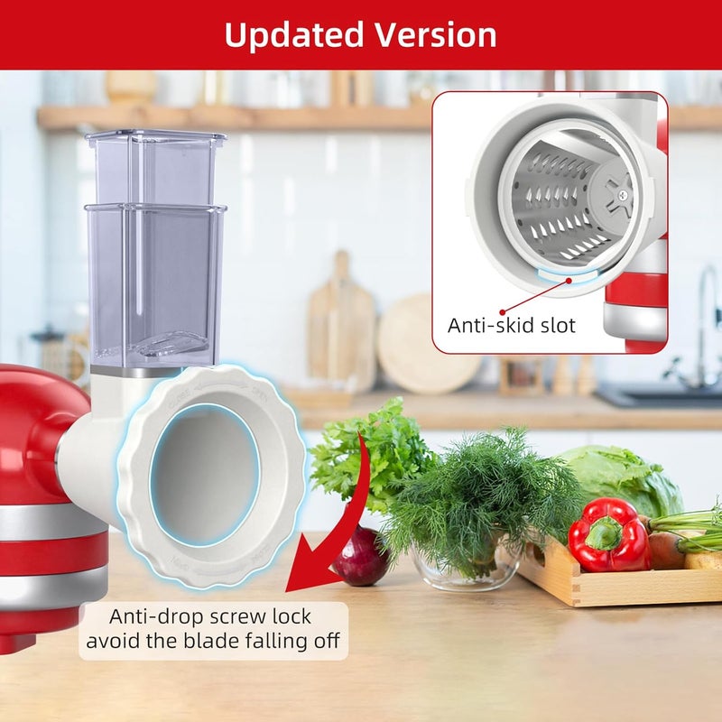 ZACME Updated Shredder Cheese Grater Attachment for KitchenAid Stand Mixers, Salad Machine with Vegetable Slicer, Salad Maker, Food Slicers Slicer Shredder Attachment with 4 Blades Dishwasher Safe - Image 5